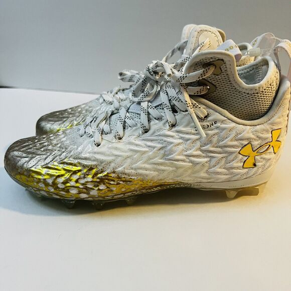 UNDER ARMOUR SPOTLIGHT CLONE 3.0 MC FOOTBALL CLEATS Womens Size 6.5 Gold White main image 4